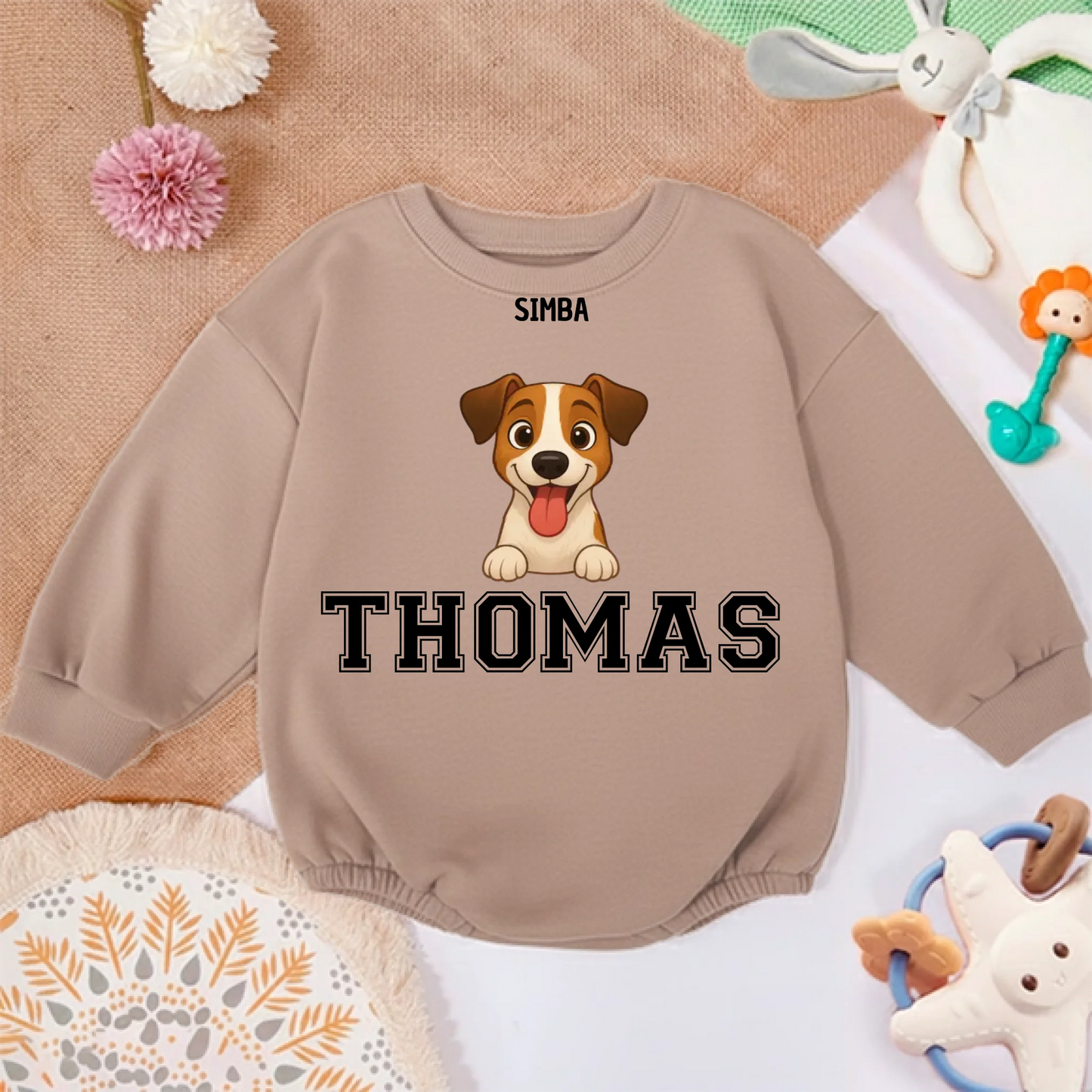 Pull bébé personnalisé - Animal plus nom bébé