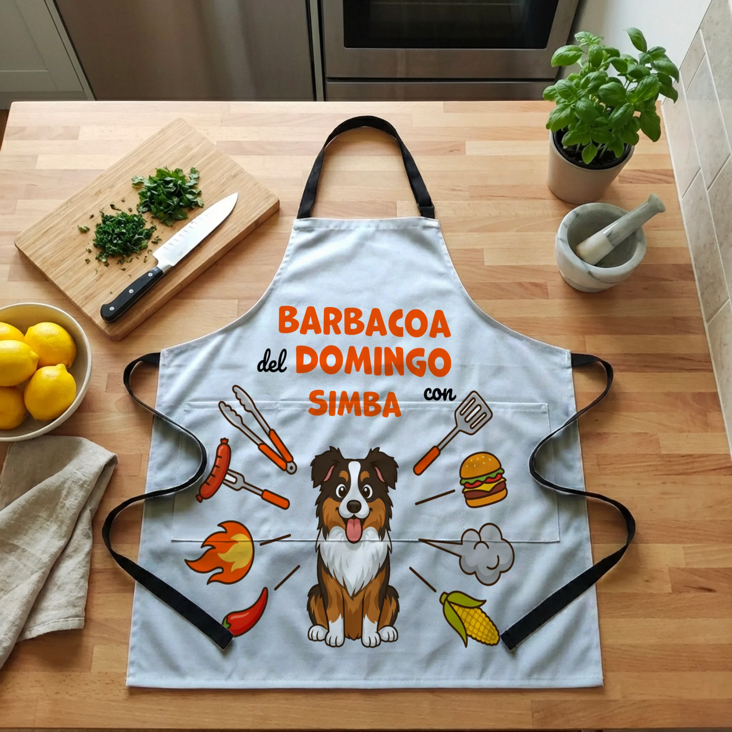 Delantal: "Para la barbacoa"