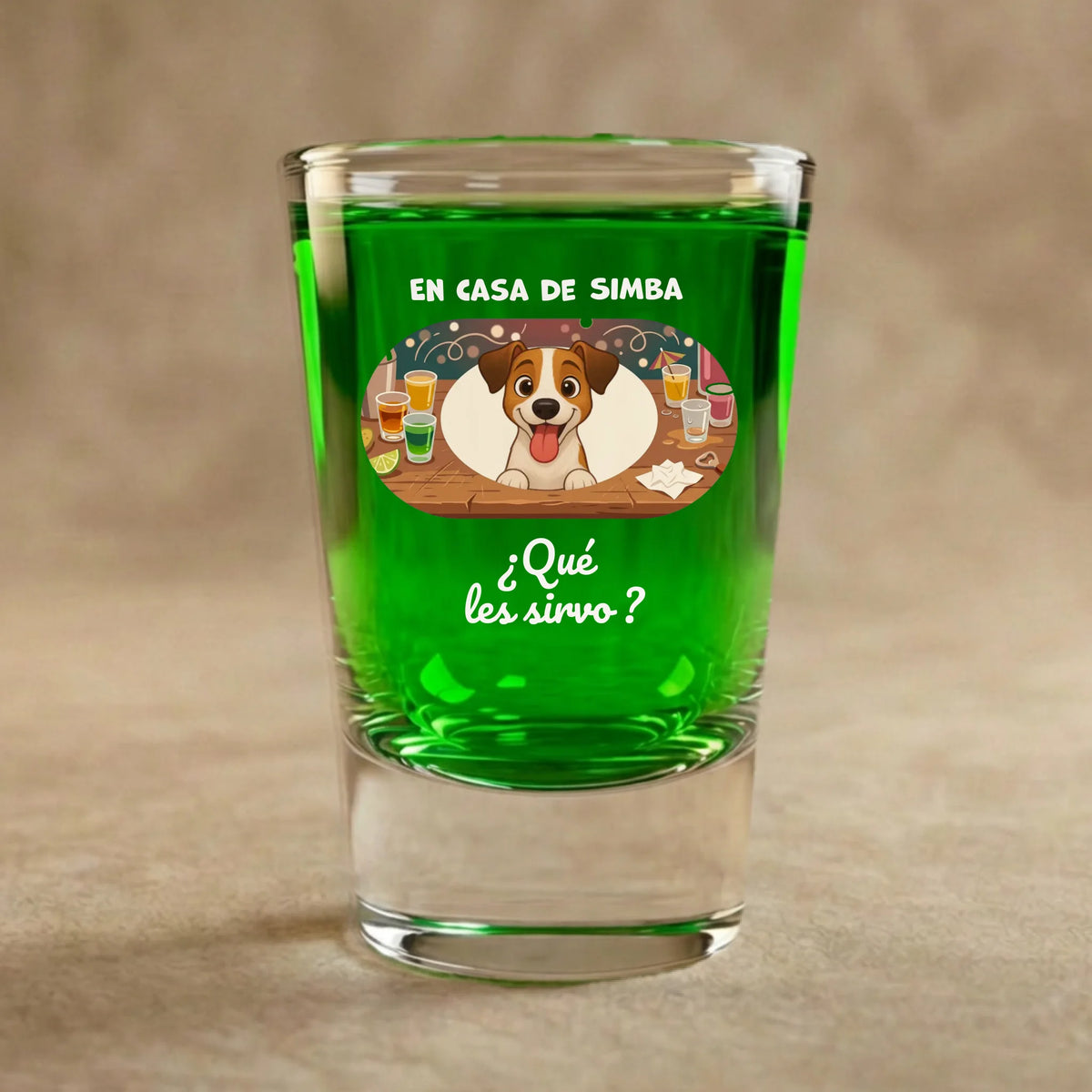 Vaso de chupito: "¿Qué les sirvo?"