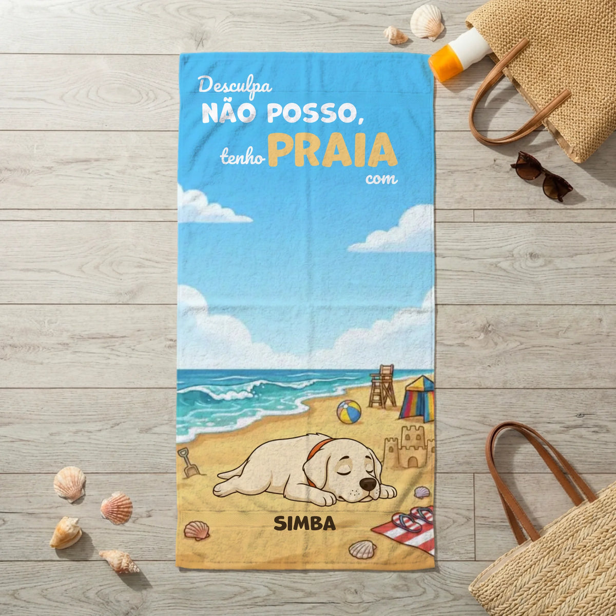 Toalha de Praia: "Desculpa, não posso #2"