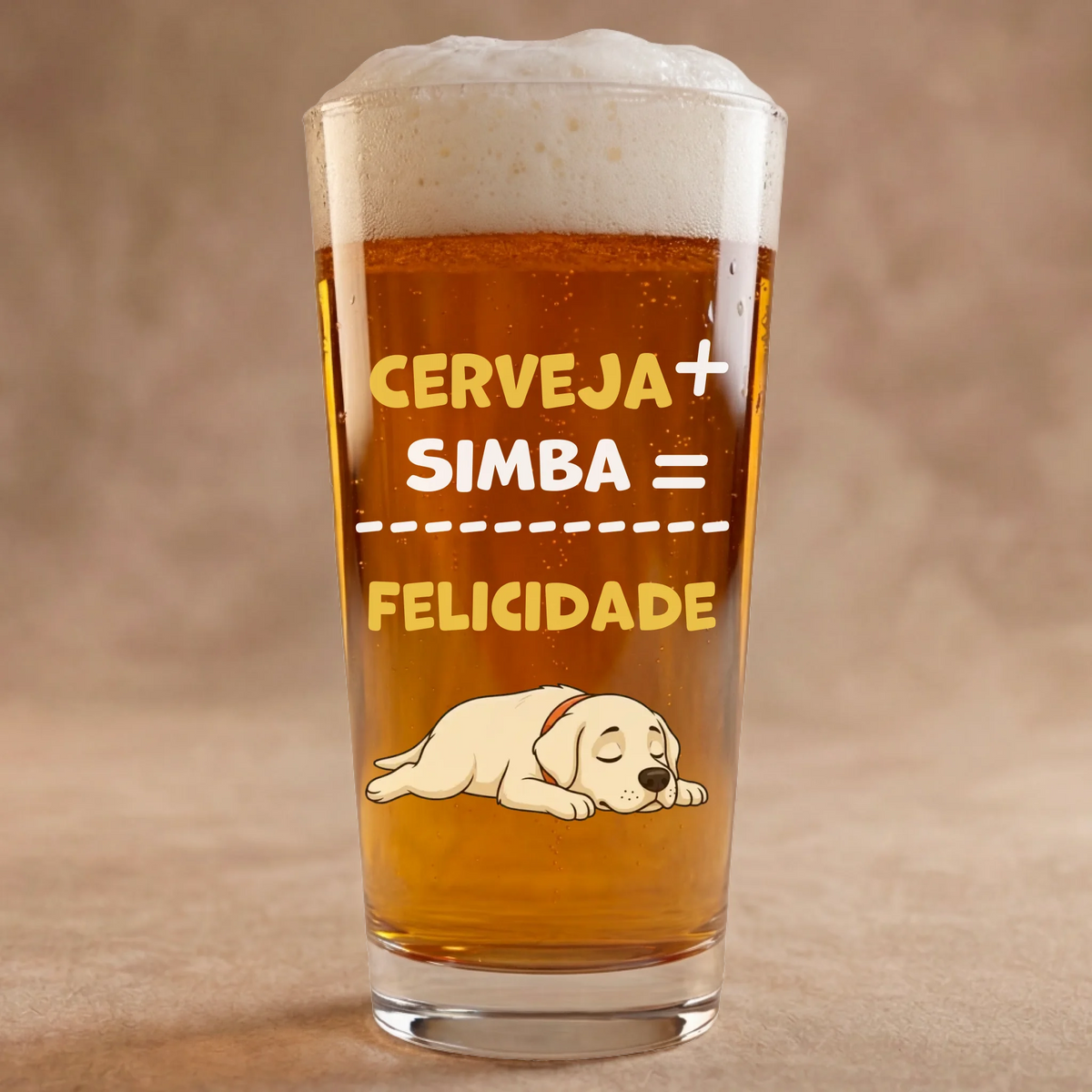 Copo de Cerveja: "Felicidade = Cerveja +"
