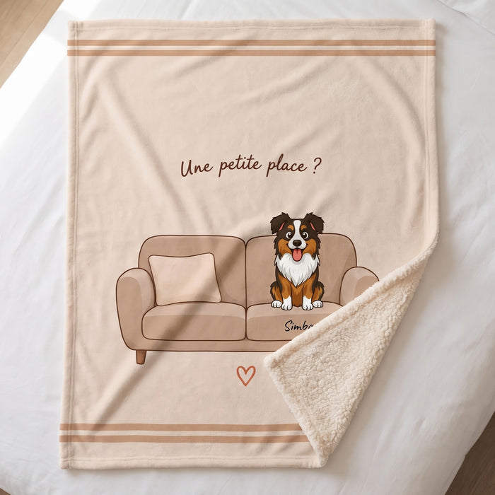 Coin replié du plaid personnalisé Une petite place ? : envers en sherpa tout doux