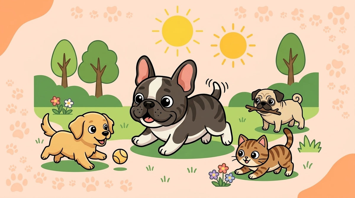 Illustration blog Draw My Pets - sociabilisation bouledogue français