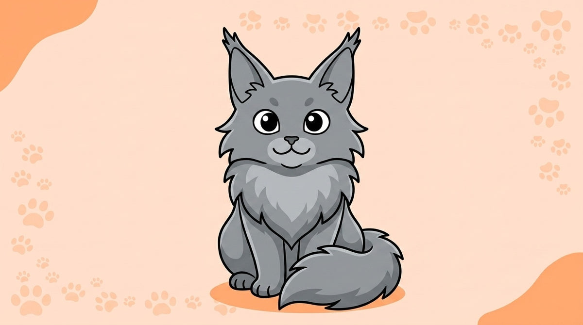 Illustration blog Draw My Pets - maine coon gris