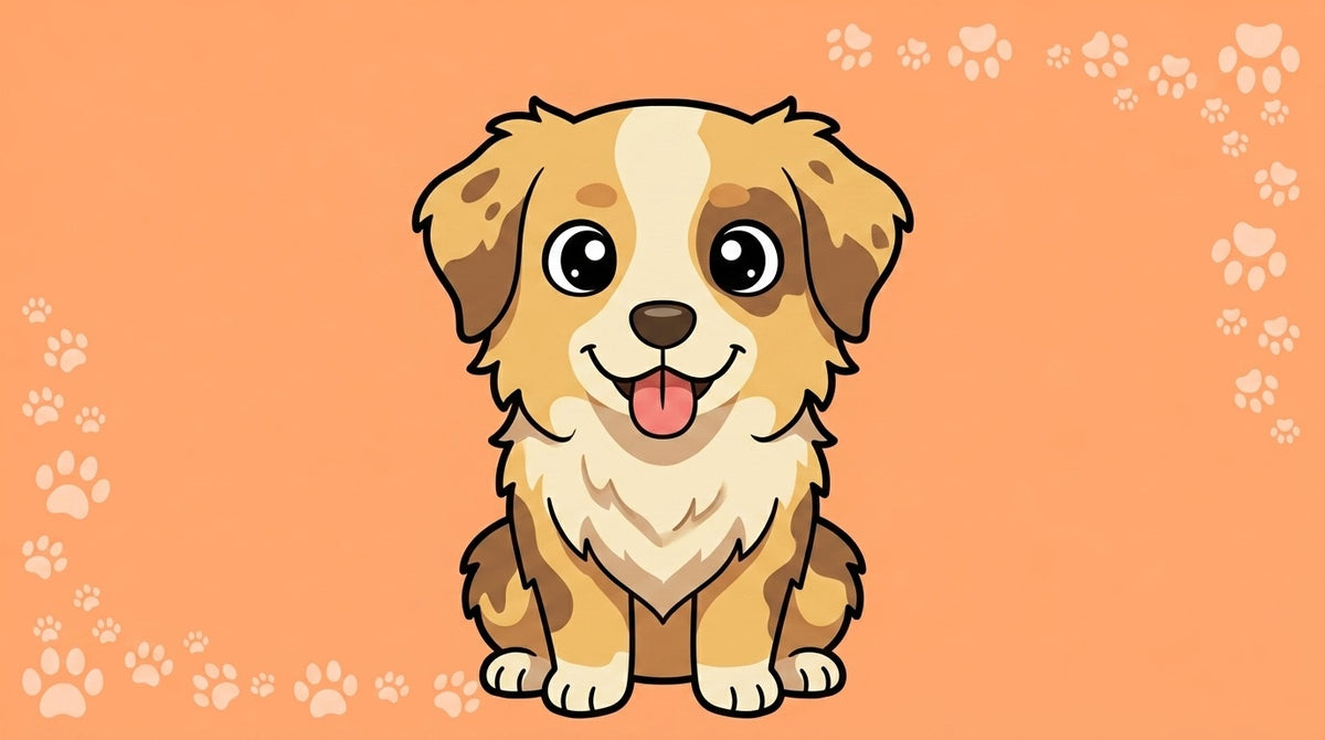 Illustration blog Draw My Pets - golden croisé berger australien