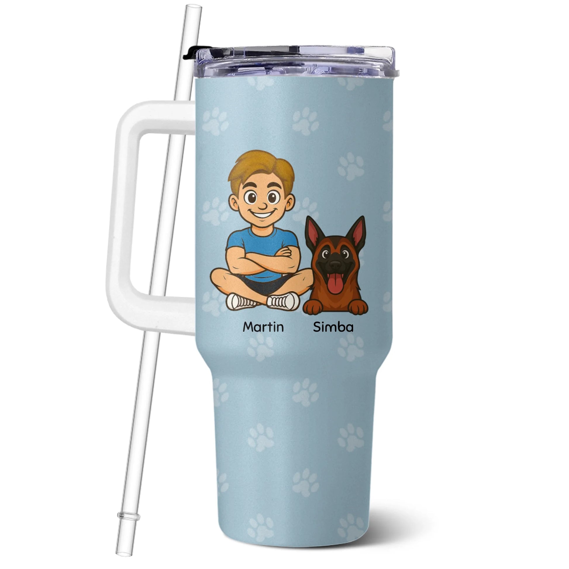 Détail du couvercle transparent et de l'ouverture coulissante du mug isotherme personnalisé