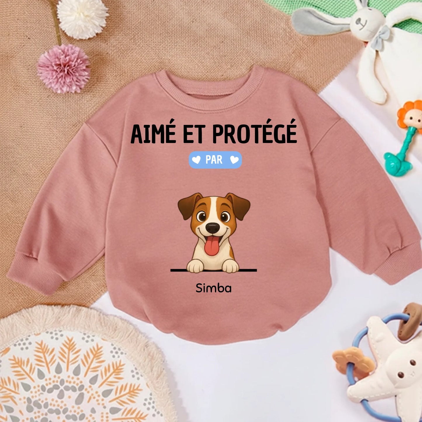 Pull bébé personnalisé - Aimé et protégé par