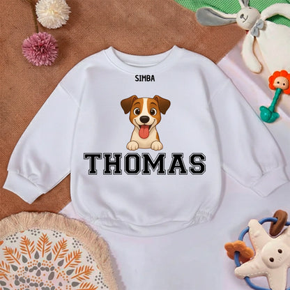 Détail du motif : chien Jack Russell mignon avec langue tirée et noms personnalisés.