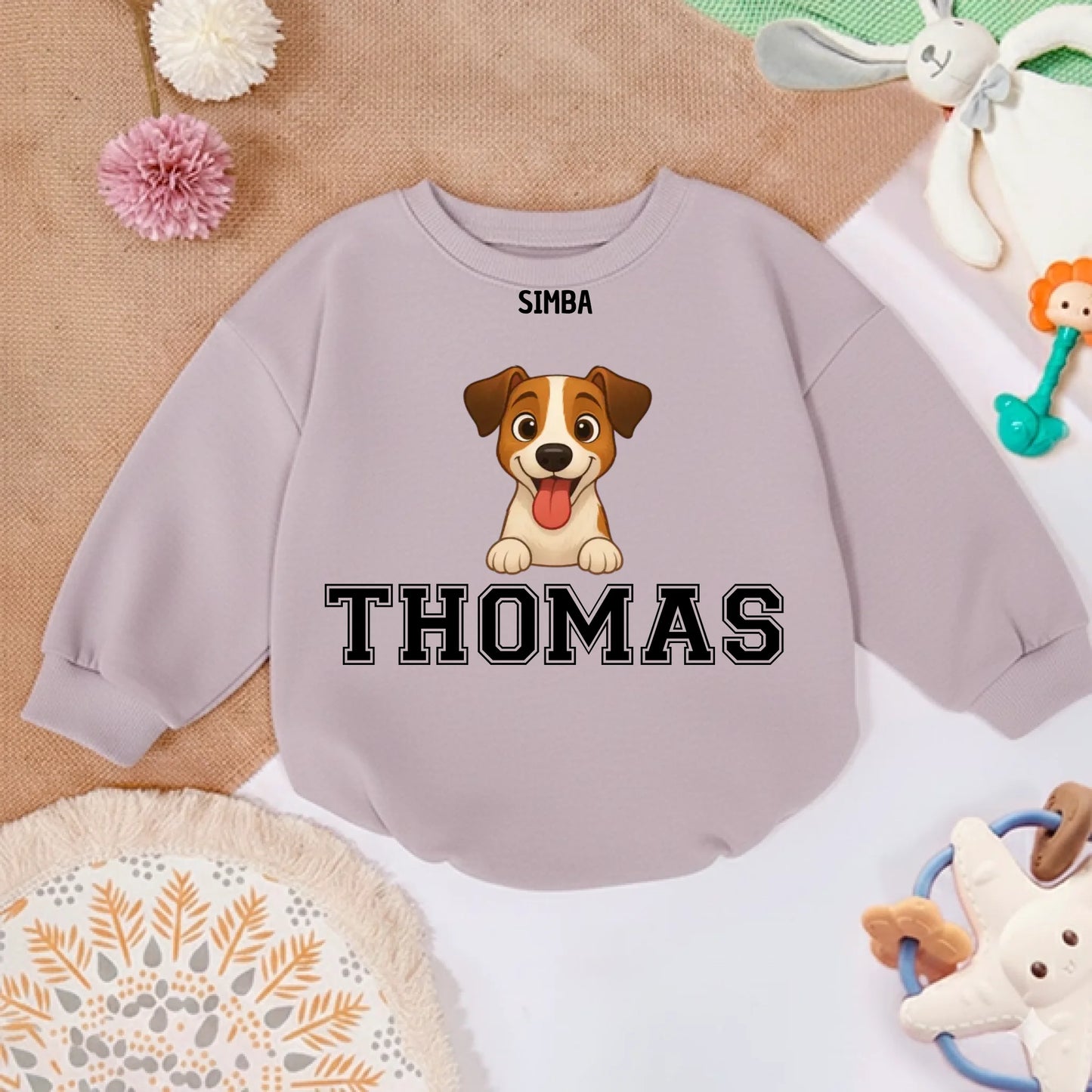Pull bébé personnalisé - Animal plus nom bébé