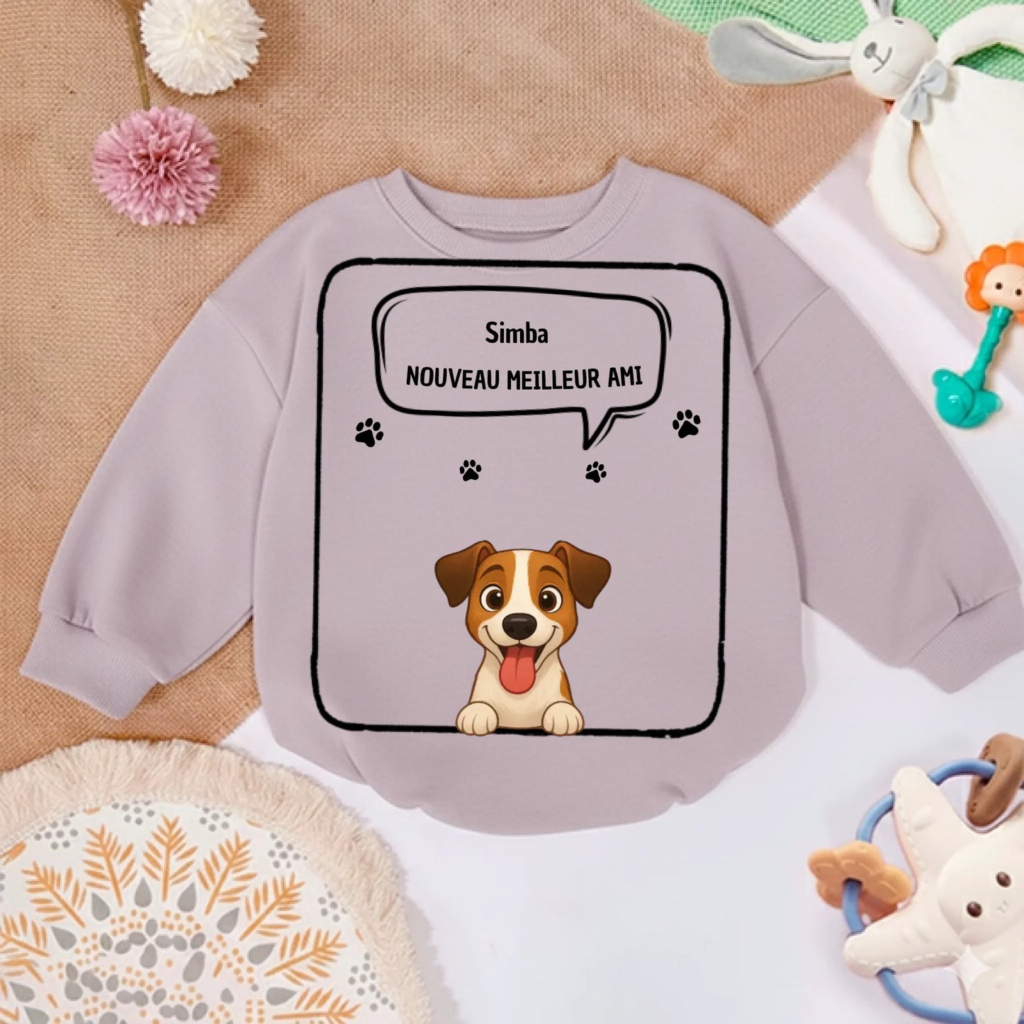 Pull bébé personnalisé - BD Nouveau meilleur amis
