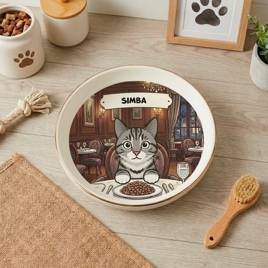 Gamelle chat personnalisé - Au restaurant gastro