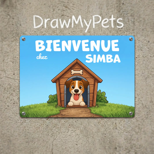 Plaque métal : "Bienvenue chez #2"