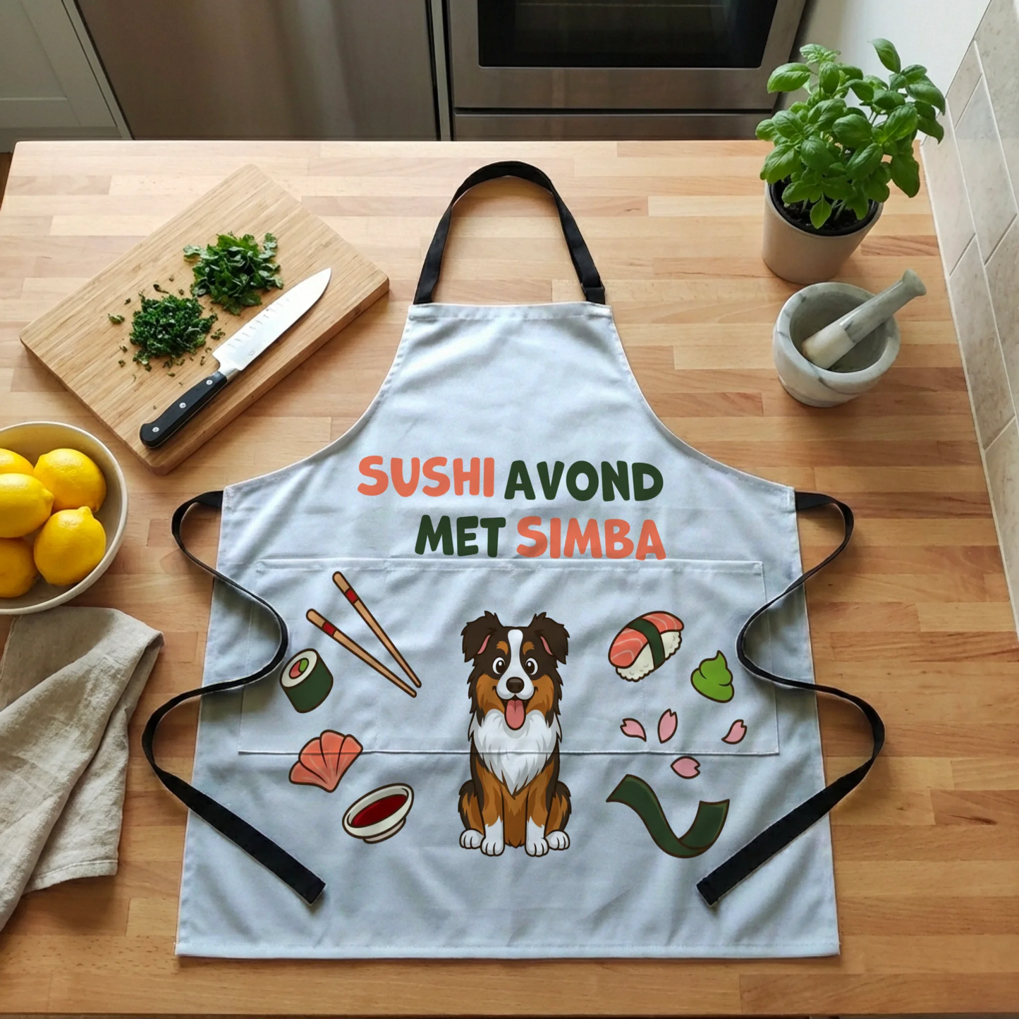 Schort: "Sushi-avond met"