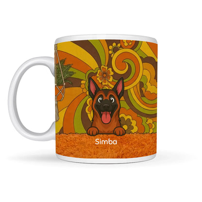 Gepersonaliseerde keramische mok met Bohemien patroon en vrolijke hond Simba