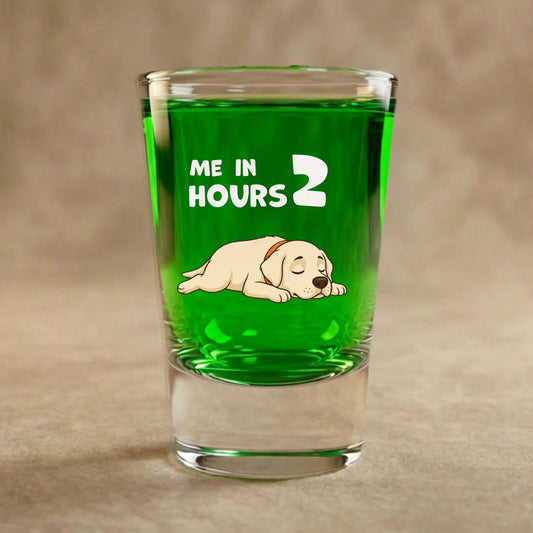 Shot Glass: "Me in 2 Hours"