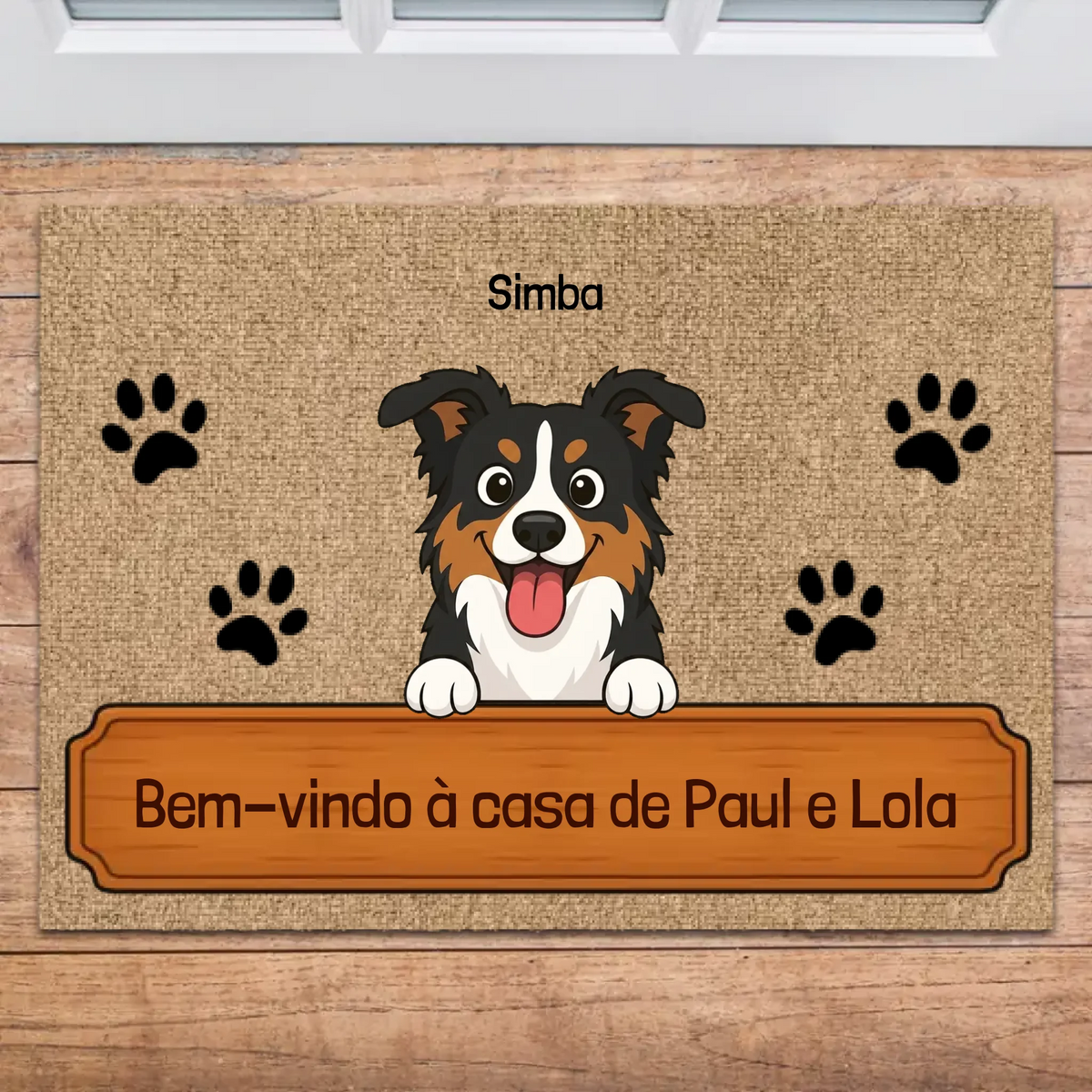 Tapete de entrada personalizado com placa
