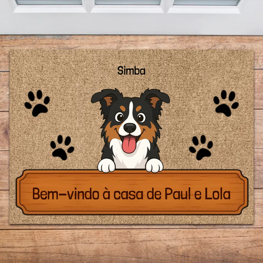 Tapete de entrada personalizado com placa