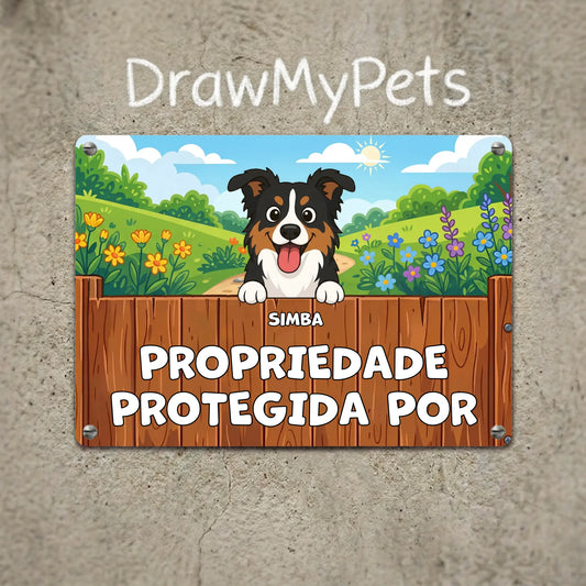 Placa de Metal: Propriedade Protegida por #2
