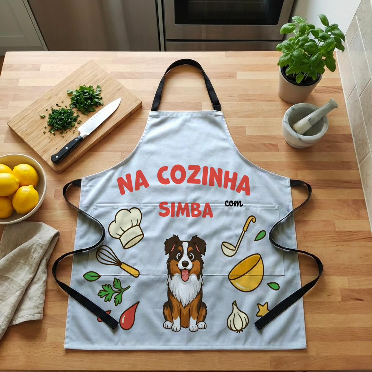 Avental: "Na cozinha com"