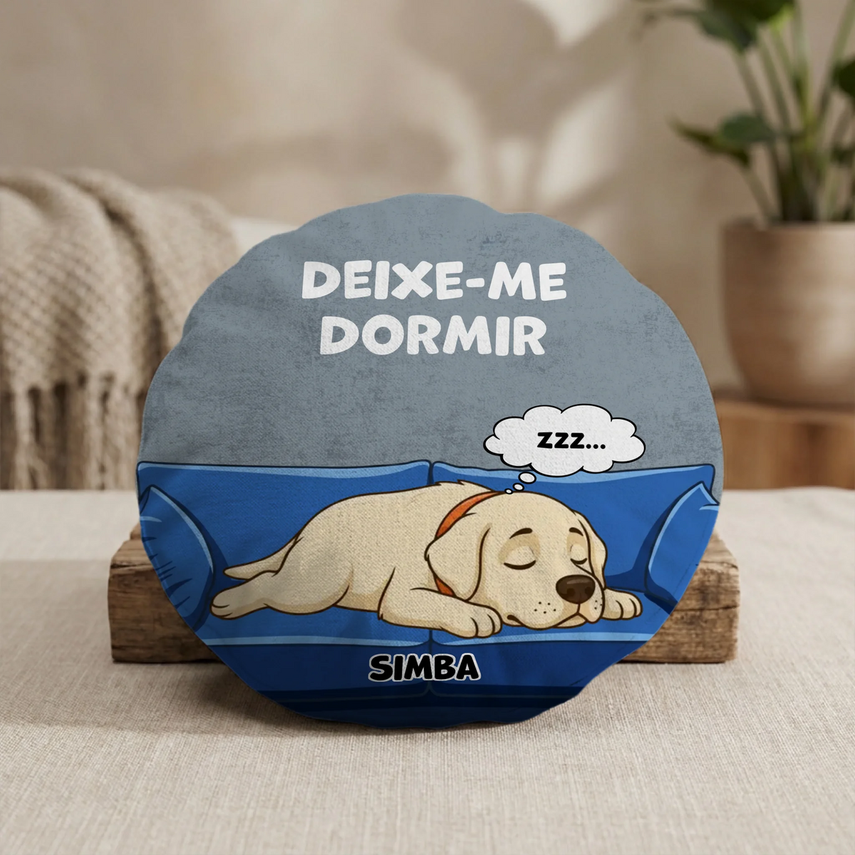 Almofada Redonda: "Deixa-me Dormir"