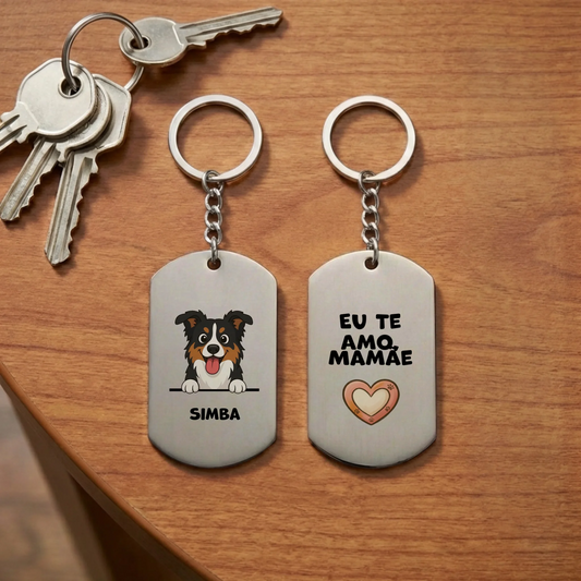 Porta-chaves: "Amo-te, Mamã/Papá"
