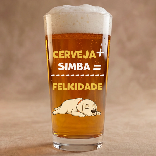 Copo de Cerveja: "Felicidade = Cerveja +"