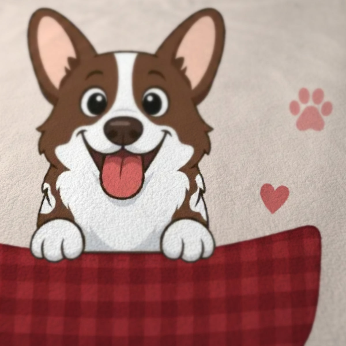 Gros plan sur le dessin imprimé du plaid personnalisé À câlins