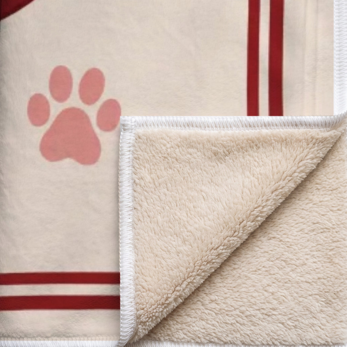 Coin replié du plaid À câlins : endroit imprimé, envers sherpa beige tout doux