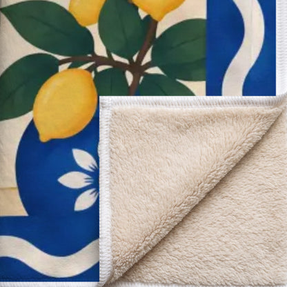 Coin replié du plaid En terrasse : endroit imprimé, envers sherpa beige tout doux