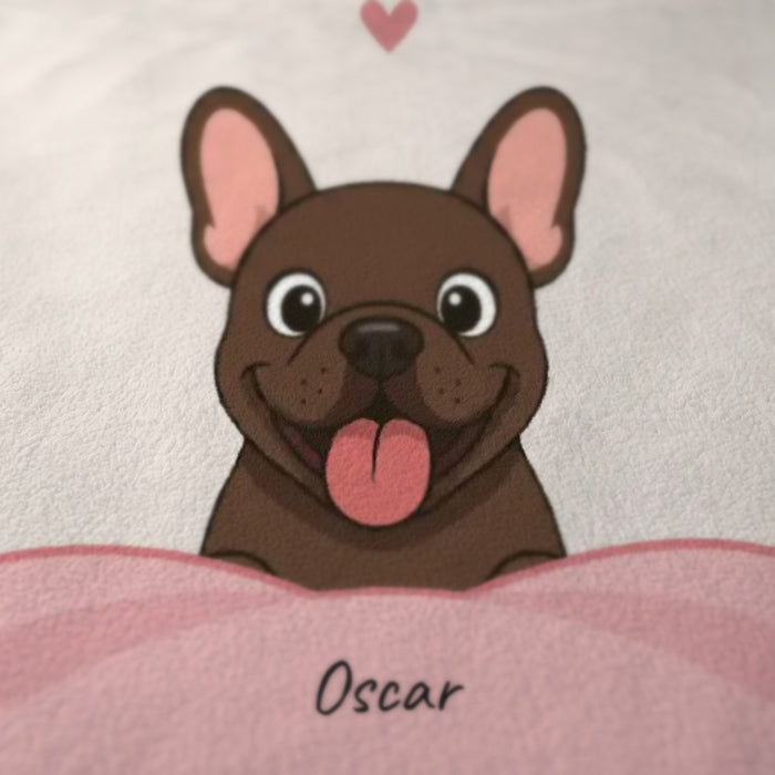 Gros plan sur le dessin imprimé du plaid personnalisé Notre petit cocon