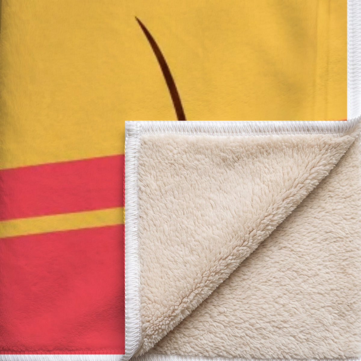 Coin replié du plaid Permis de sieste : endroit imprimé, envers sherpa beige tout doux