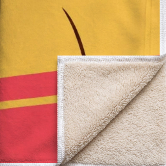 Coin replié du plaid Permis de sieste : endroit imprimé, envers sherpa beige tout doux