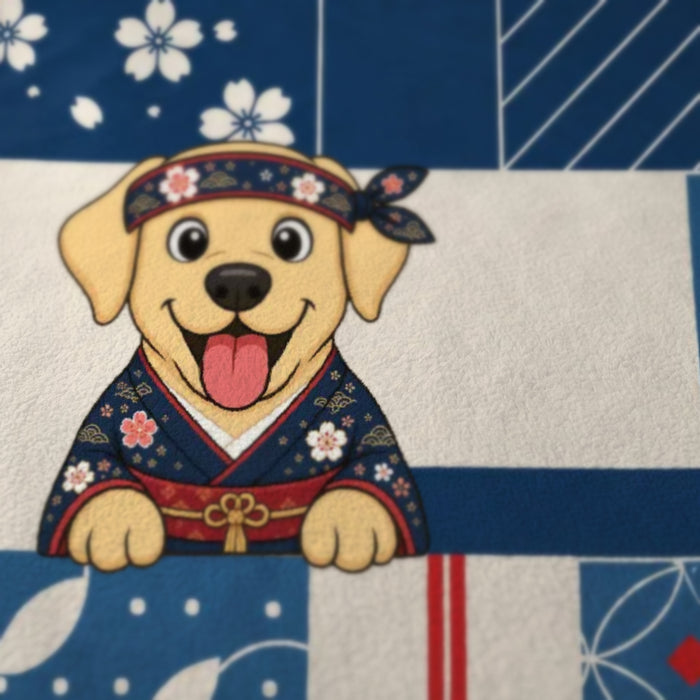 Gros plan sur le dessin imprimé du plaid personnalisé Sakura
