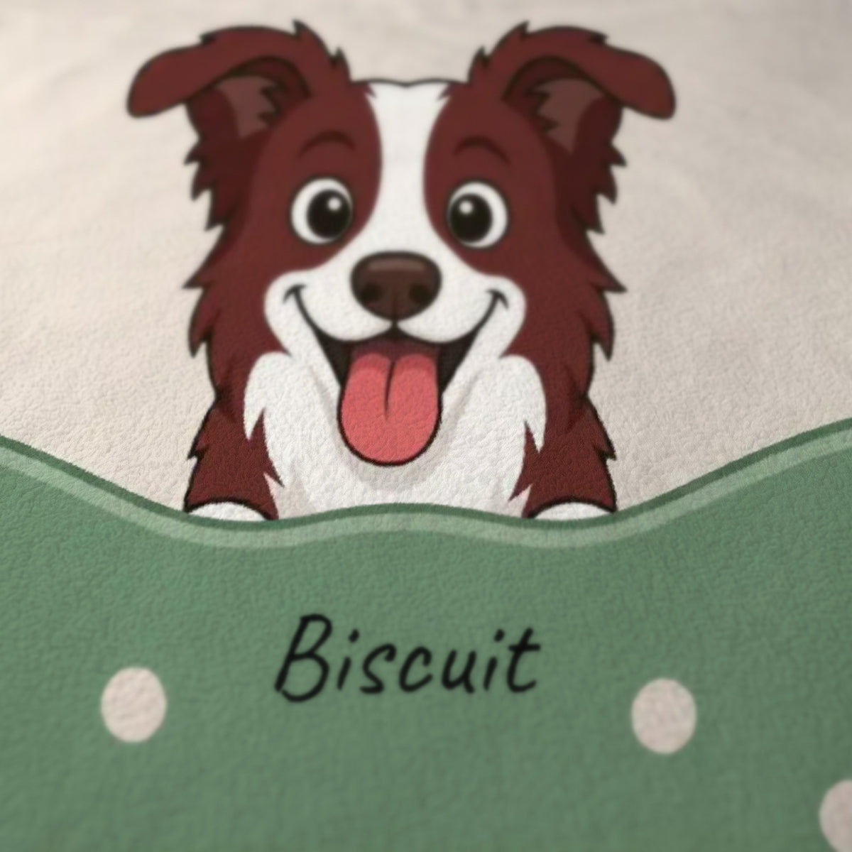 Gros plan sur le dessin imprimé du plaid personnalisé Sous la couette