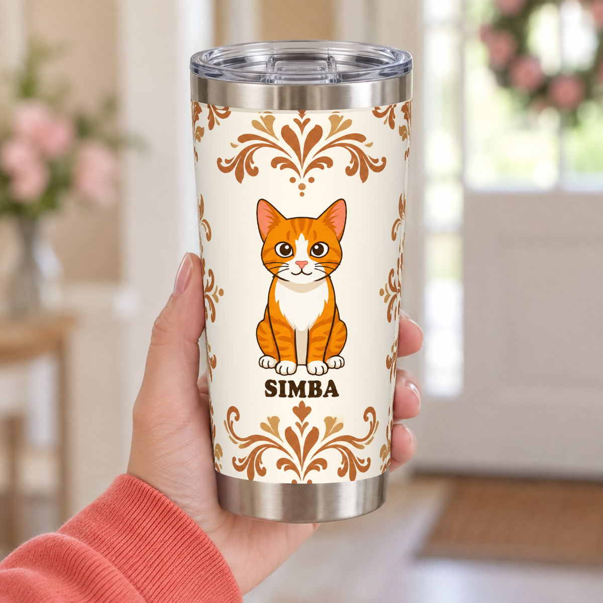 Tumbler personnalisé Gaga de toi tenu en main