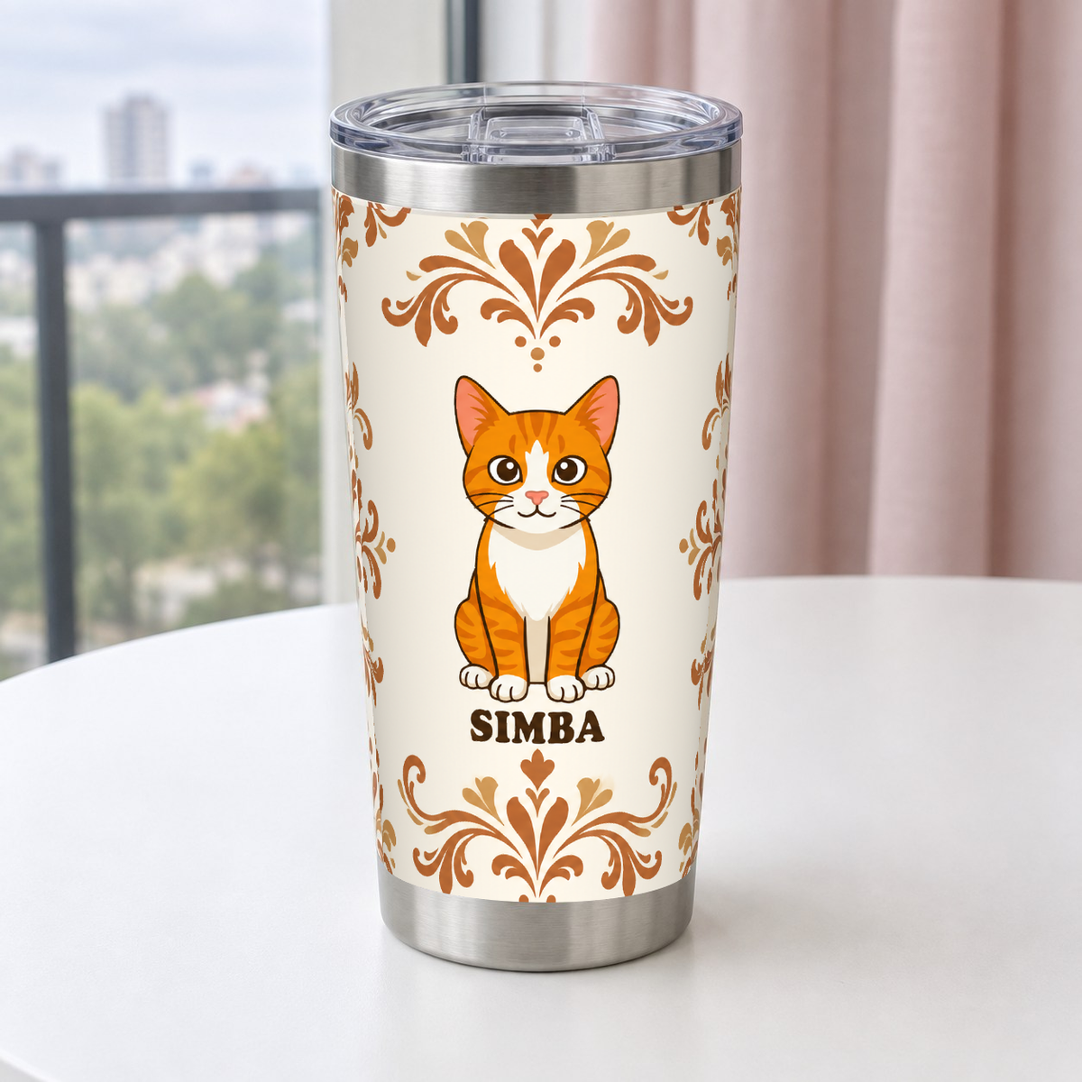 Tumbler personnalisé Gaga de toi posé sur un bureau