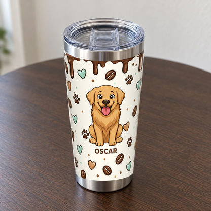 Tumbler personnalisé Coffee Time posé sur un bureau