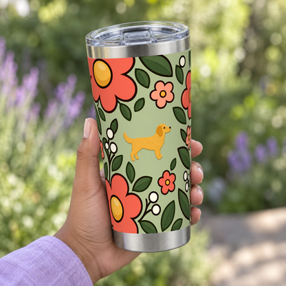 Tumbler personnalisé Fleuri tenu en main