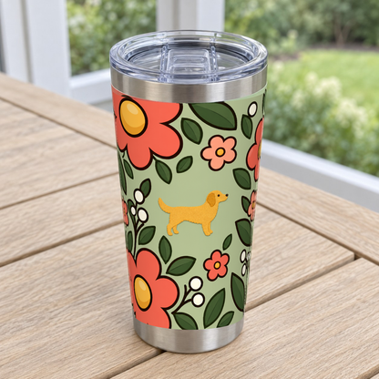 Tumbler personnalisé Fleuri posé sur un bureau