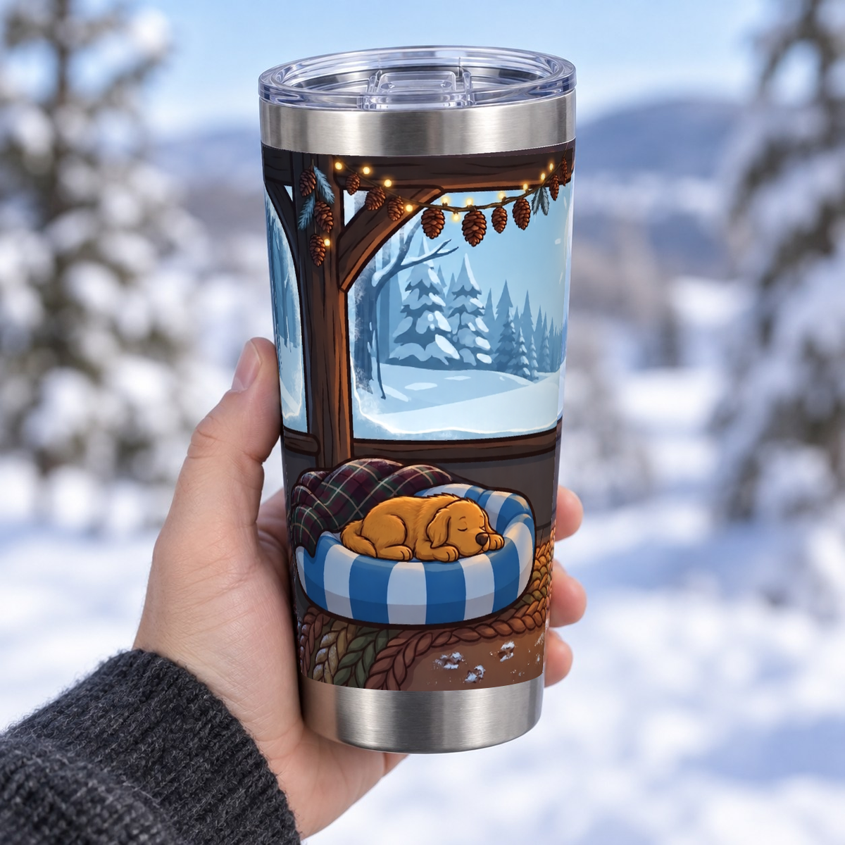 Tumbler personnalisé Mode hiver tenu en main