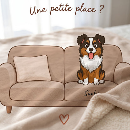 Gros plan sur le dessin imprimé du plaid personnalisé Une petite place ?