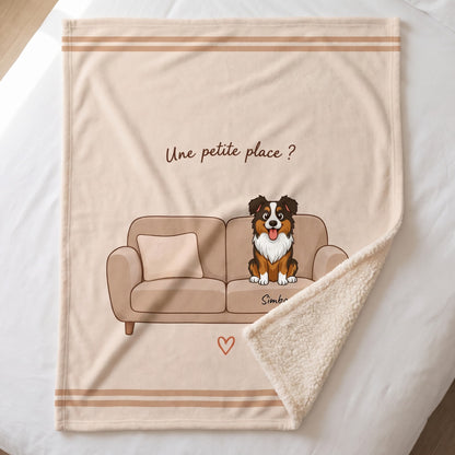 Coin replié du plaid personnalisé Une petite place ? : envers en sherpa tout doux